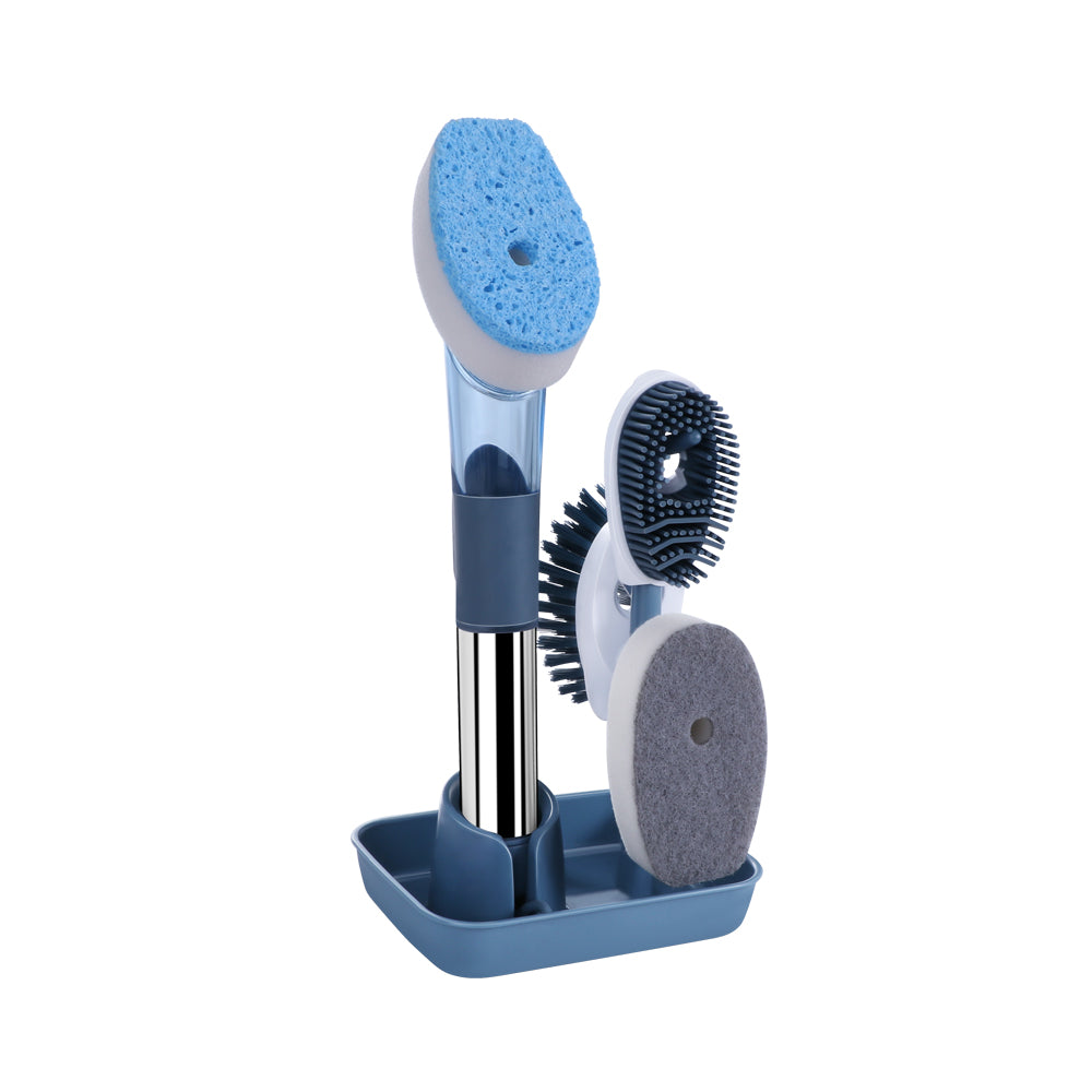 3-in-1 Soap Dispensing Kitchen Scrub Brush with Replaceable Heads