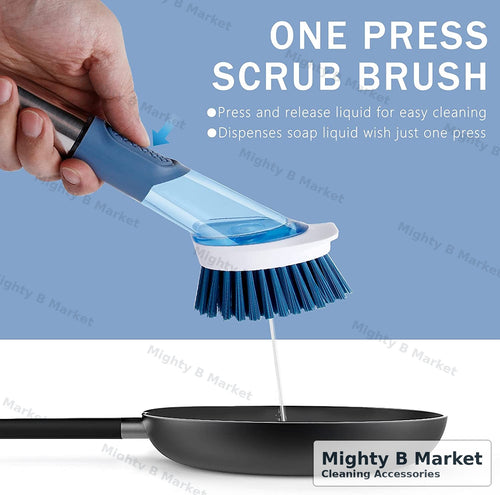 3-in-1 Soap Dispensing Kitchen Scrub Brush with Replaceable Heads